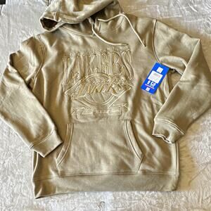 Ultra Game NEW LA Lakers NBA Hoodie Men L Olive Tan Pullover Embroidered Graphic